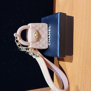 Custom Made Chanel Tan  Purse Wristlet Strap Keychains